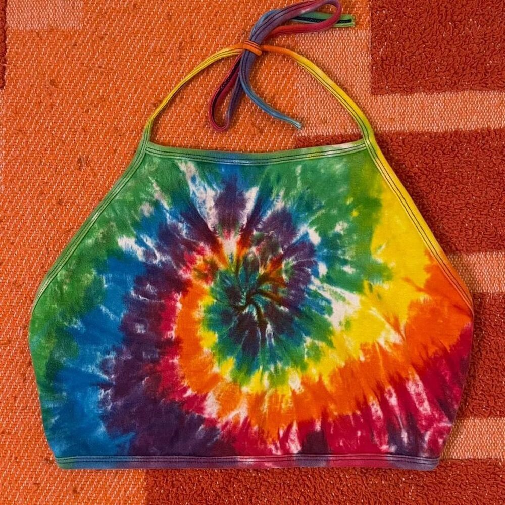 Singa by Mev Singa Tie Dye Multicolor Cotton Halter Top Small - Picture 1 of 4